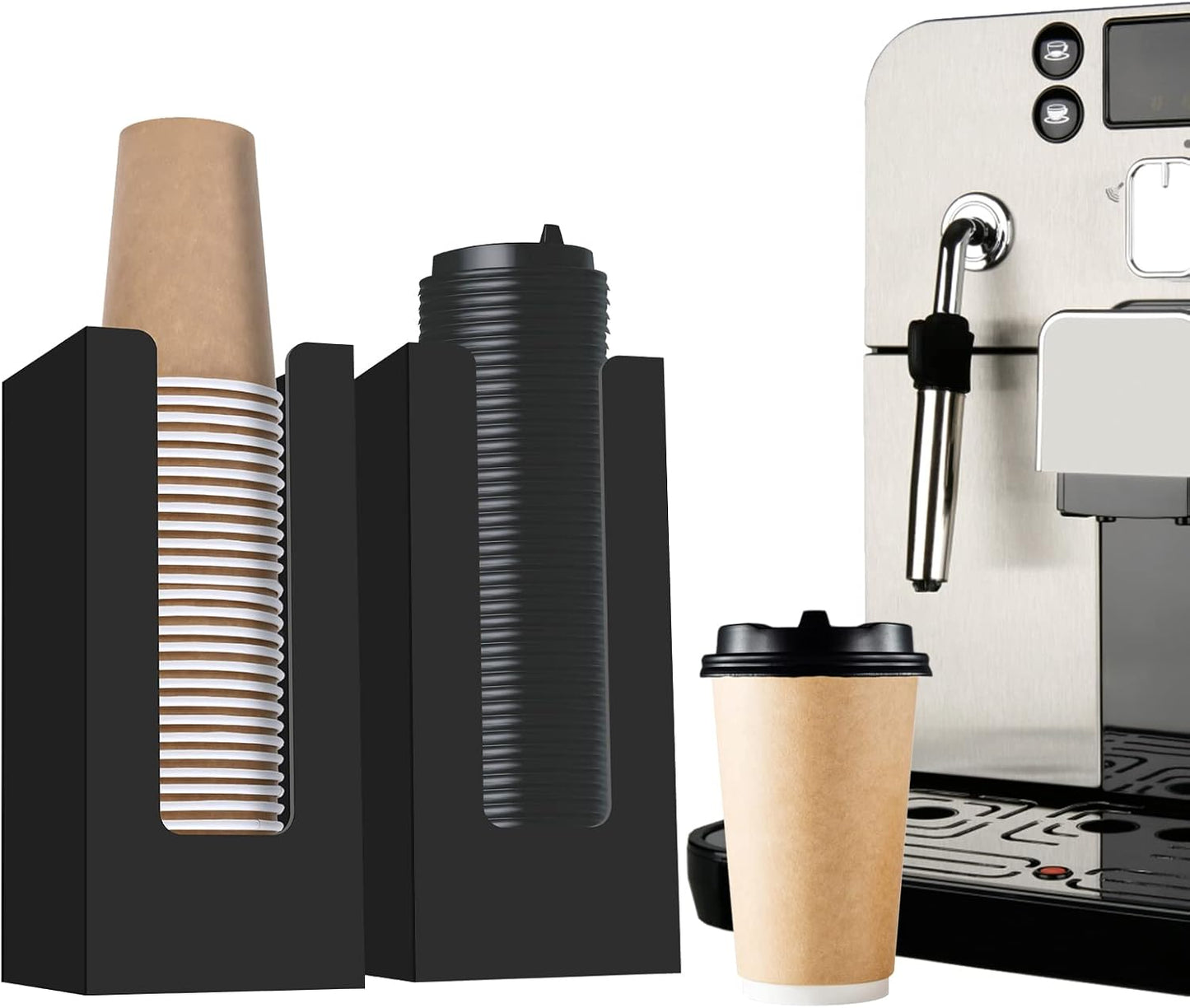 Coffee Cup Dispenser, Cup and Lid Organizer fits 5 to 16 oz Disposable Cups