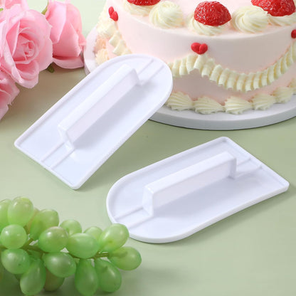 2Pcs Fondant Smoothing, 14.5 x 8 cm/5.7" x 3.1" Fondant Tools Plastic Cake Decorating Smoother & Polisher Cake Decorating Tools Cake Leveler for Smoothing Icing Decoration Sugar Craft (White)