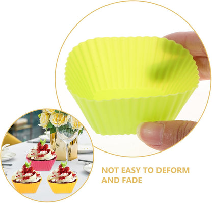 12PCS Silicone Baking Cups: Square Muffin Cupcake Liners Reusable Bakery Molds Supplies Lunch Box Dividers for Home Bakery Baking (Color)