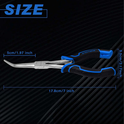 SPEEDWOX Long Reach Bent Needle Nose Pliers With Smooth Jaw Angled Needle Nose Pliers For Jewelry Making Fish Bone Pliers Tweezers Bent Chain Nose Pliers For Wire Bending And Small Object Gripping
