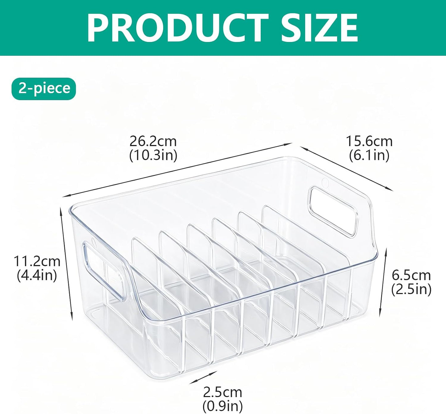 Drink Packet Organizer, 2 PCS Acrylic Water Packet Organizer for Water Flavor Drink Mix, 8 Compartment Sugar Packet Holder with Removable Divider, Pantry Storage Bin for Kitchen Organization