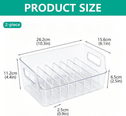 Drink Packet Organizer, 2 PCS Acrylic Water Packet Organizer for Water Flavor Drink Mix, 8 Compartment Sugar Packet Holder with Removable Divider, Pantry Storage Bin for Kitchen Organization