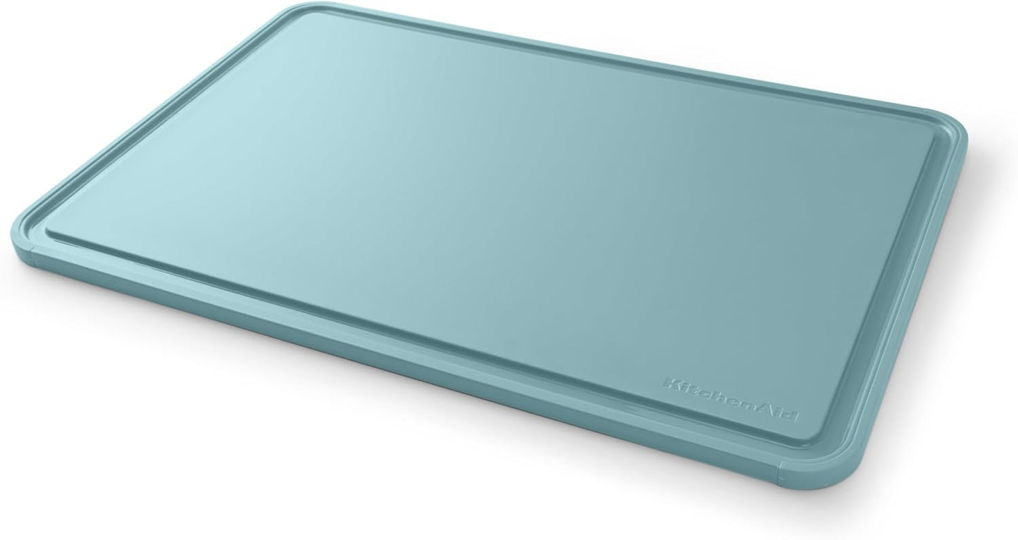 KitchenAid Classic Plastic Cutting Board with Perimeter Trench and Non Slip Edges, Dishwasher Safe, 12 inch x 18 inch, Gray