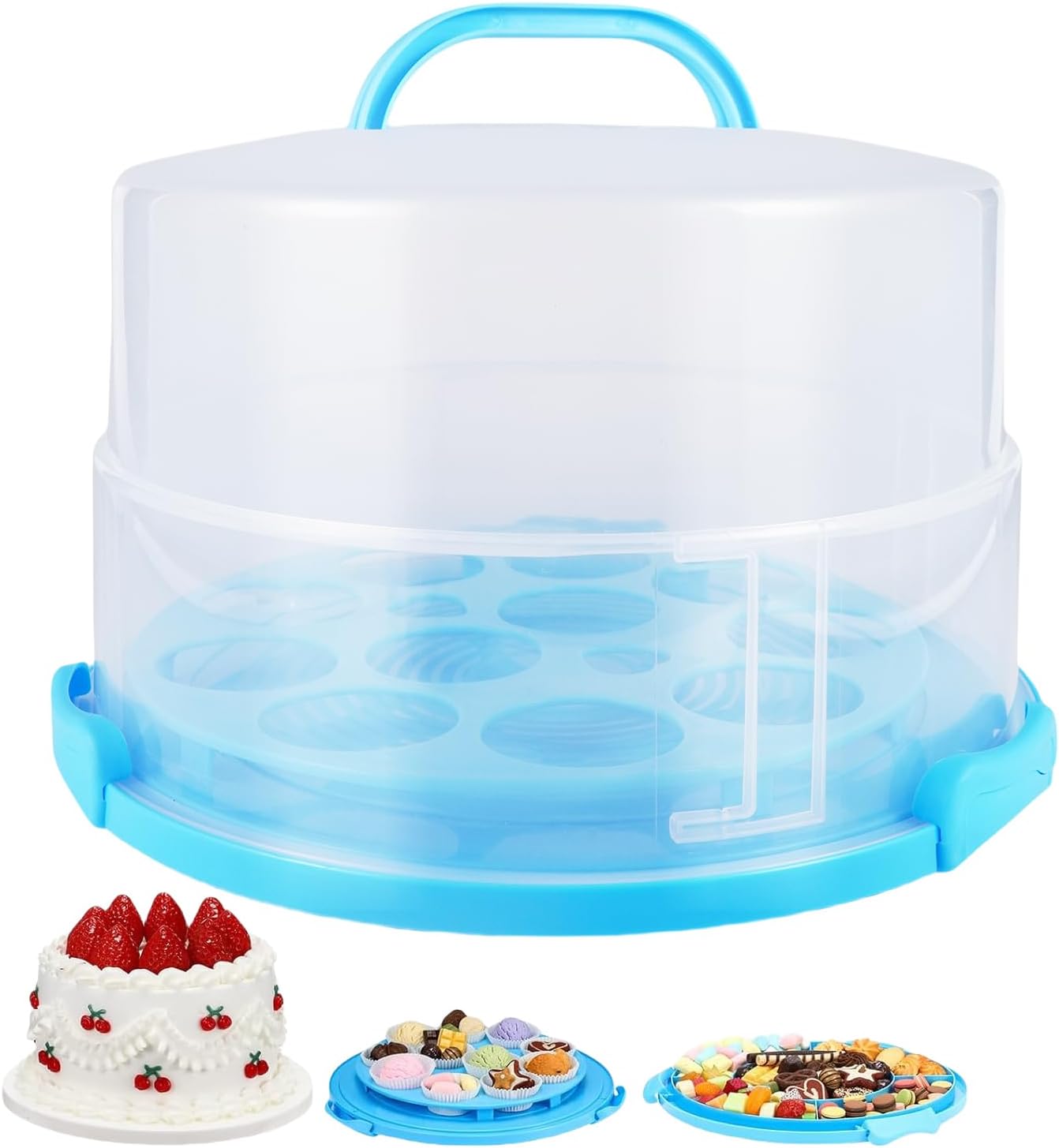12 Inch Tall Cake Carrier Extra Large with Lid and Handle, Large Cake Transport Container Portable for Pies, Cupcakes, Cakes