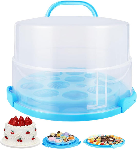 12 Inch Tall Cake Carrier Extra Large with Lid and Handle, Large Cake Transport Container Portable for Pies, Cupcakes, Cakes