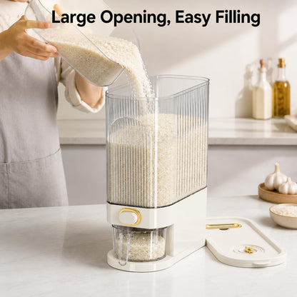 22-Pound Transparent High-Capacity Rice Bin Features a Lid, Time Scale, and Measuring Cup，a Sealed Moisture Proof Grain Storage Container Suitable for Storing Rice, Corn, and More. (22, Pounds)