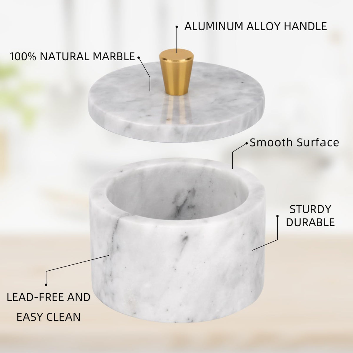 Marble Salt Cellar with Lid, Viva Jade, 4 inch
