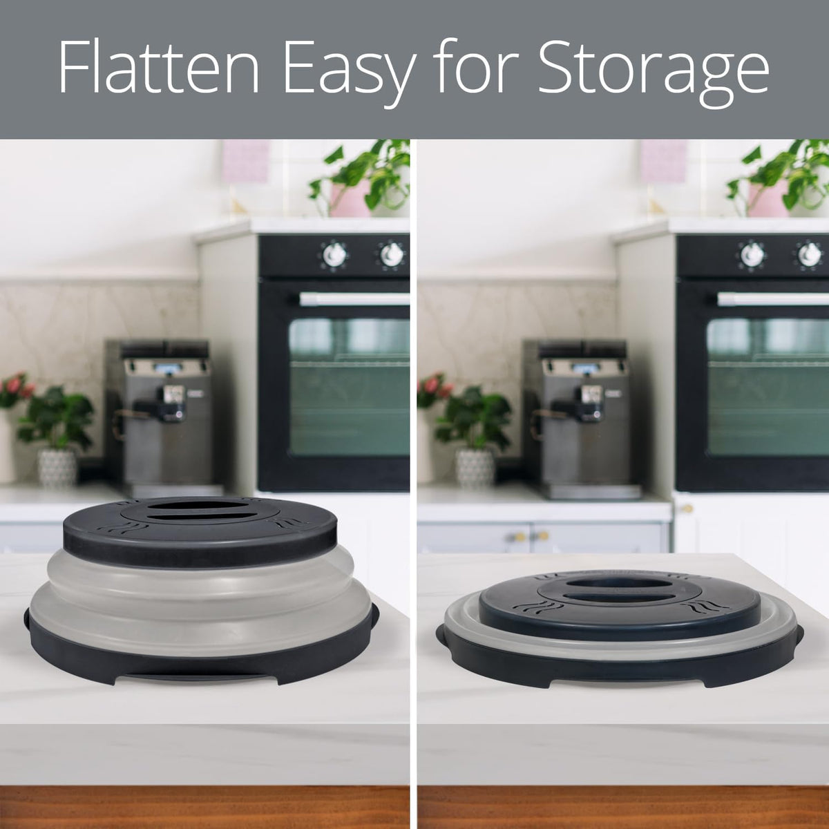 HOVER COVER Magnetic Microwave Splatter Cover - 12-Inch Collapsible - Gray