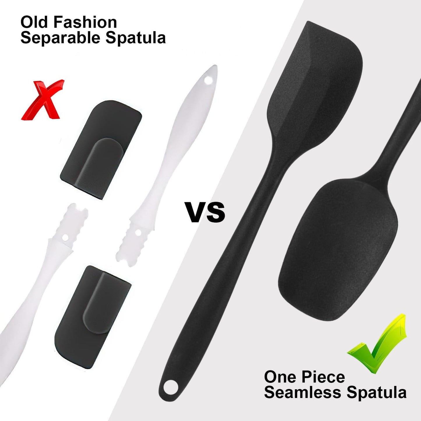Silicone Spatulas Set, Rubber Spoon Spatula Heat Resistant Spoonula One Piece Design Seamless Spatula Non-Stick Scrapers Baking Mixing Tool (Dark Blue)