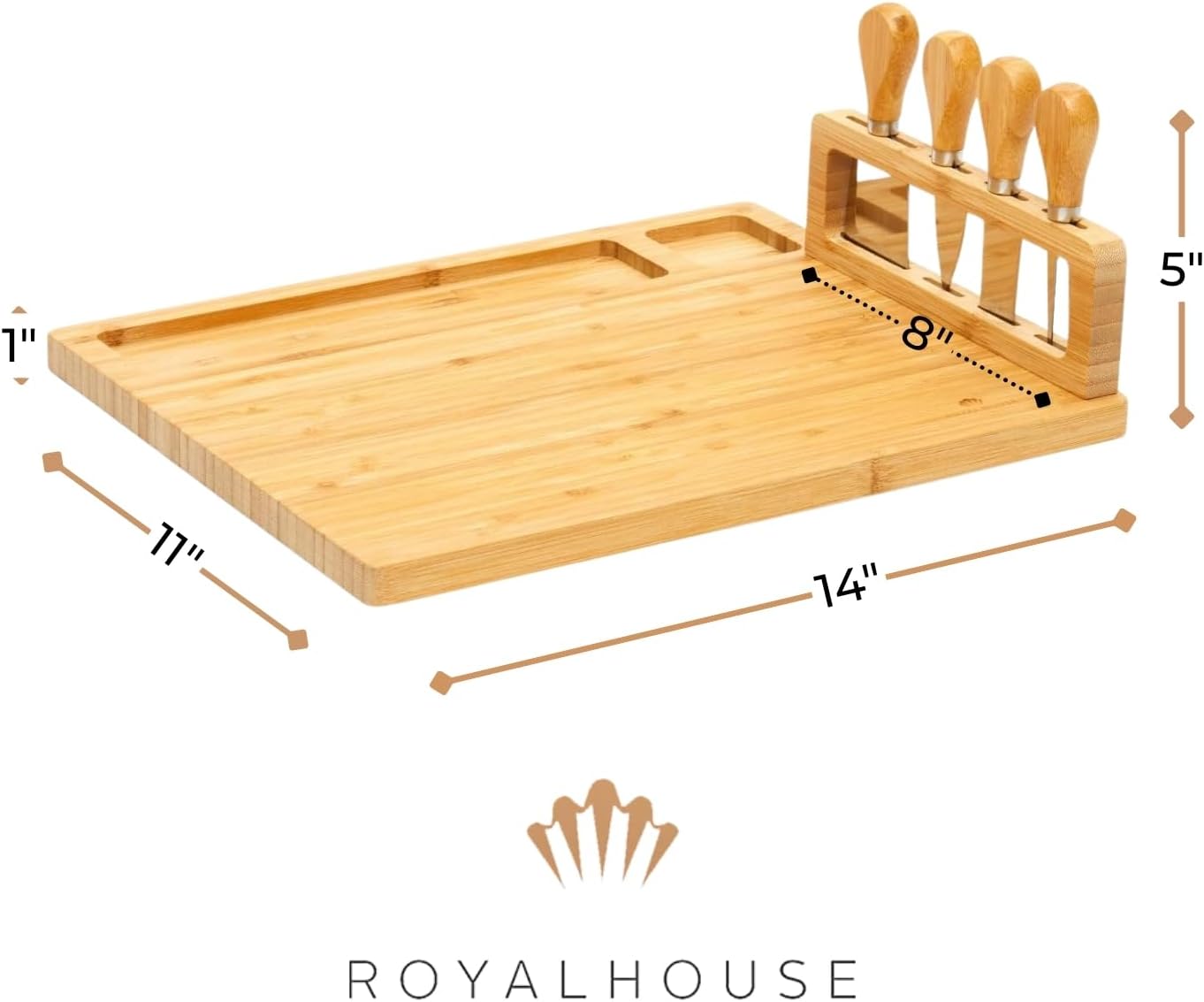 RoyalHouse Bamboo Cheese Board and Charcuterie Boards Set & Serving Tray for Meat, and Wine - Birthday Gifts for Women, Wedding Gift for Couples 2025, Bridal Shower, Housewarming Gift New Home