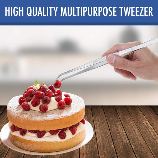 12 Inch Kitchen Long Tweezers Tongs, Cooking Tweezers Stainless Steel, Ideal for Meat Pasta Plating Pinching Delicate Small Pieces of Food