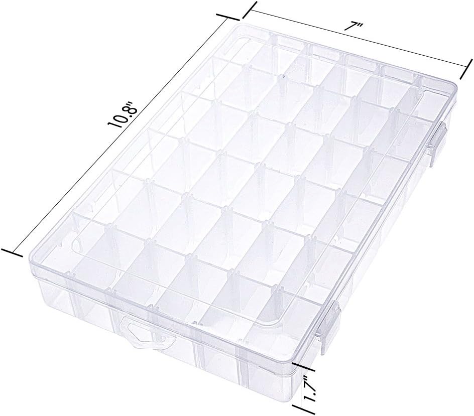Gospire 15 Large Grids Clear Plastic Jewelry Box Organizer Storage Container with Removable Dividers (15 Grids - Clear)