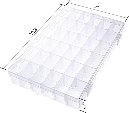 Gospire 15 Large Grids Clear Plastic Jewelry Box Organizer Storage Container with Removable Dividers (15 Grids - Clear)