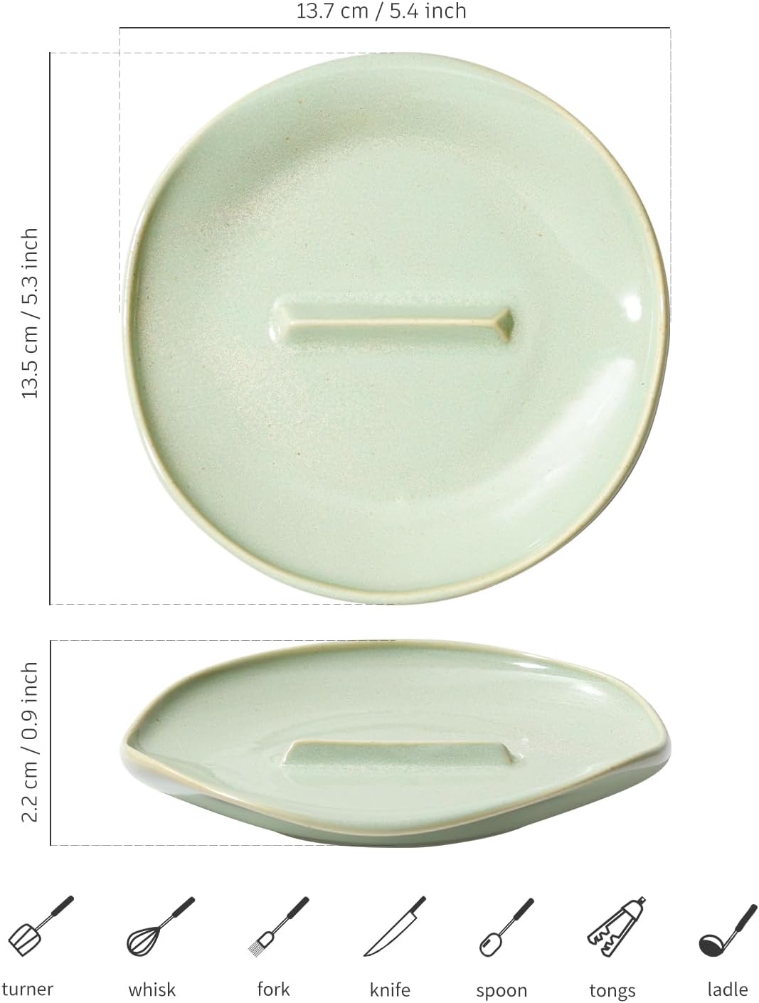 Ceramic Spoon Rest with Egg Cracker, Reactive Glaze Blue