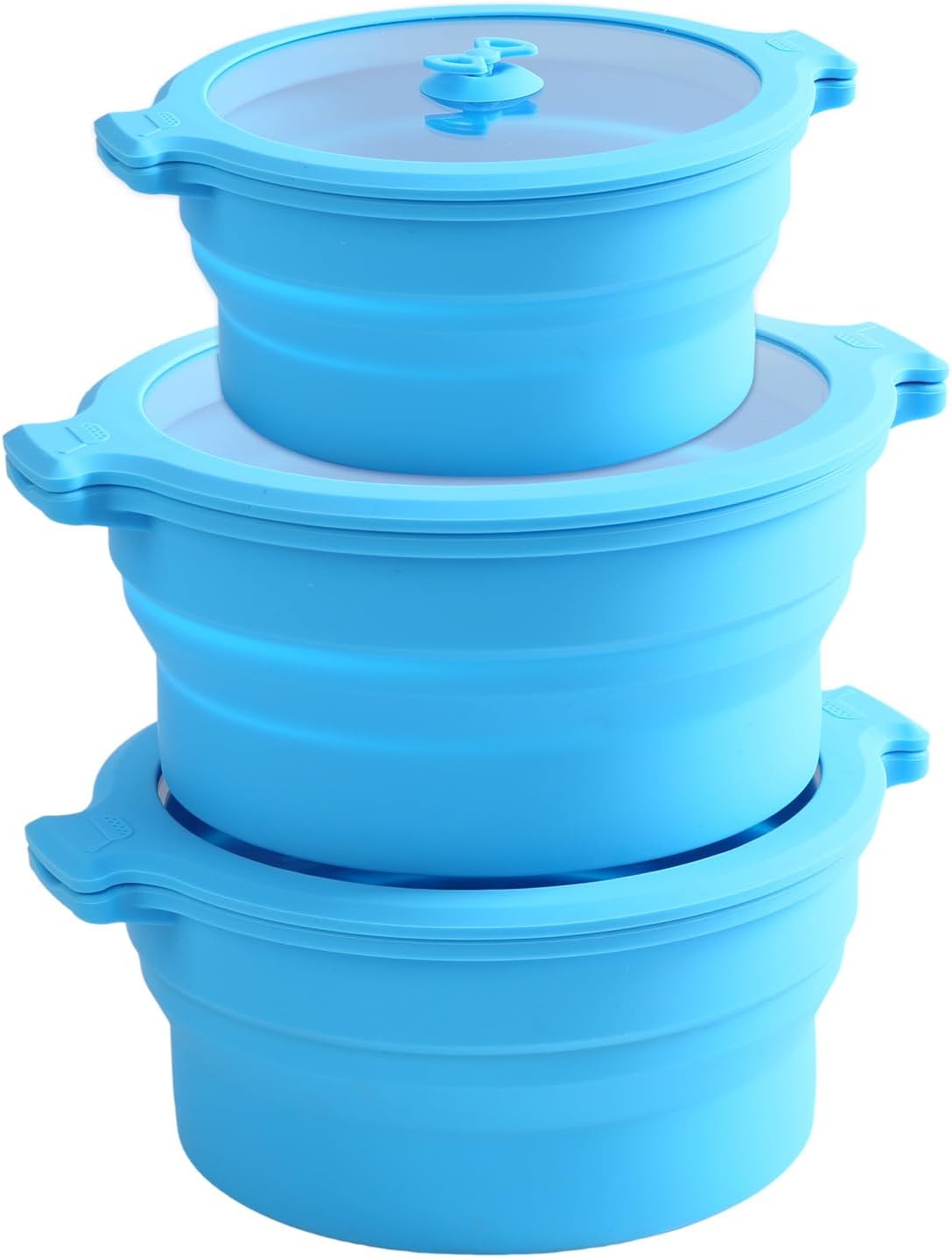 2 Set 27oz and 47oz Collapsible Silicone Microwave Vegetable Steamer Cooker