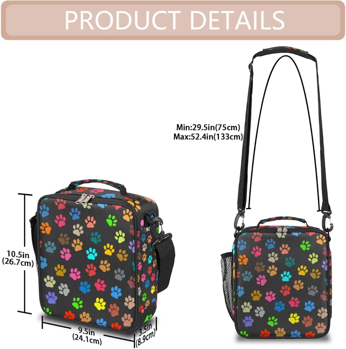 cfpolar Skull Skateboard Lunch Box for Boys Girls, Insulated Lunch Bags for Kids Reusable Mini Cooler Lunch Tote Lunchbox Thermal Meal Tote Kit with Shoulder Strap for Work School Picnic