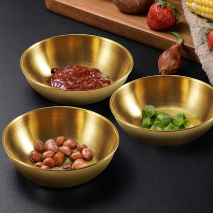 8 Pack 3.2inch Stainless Steel Sauce Dishes Mini Individual Saucers Bowl Round Seasoning Dishes Sushi Dipping Bowl Appetizer Plates, Champagne Gold