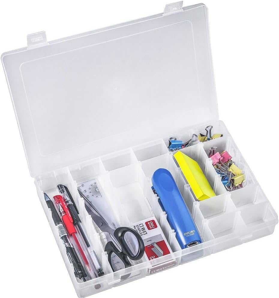 Opret 15 Grids Bead Organizer(4 Pack), Earring Organizer Box, SMALL Plastic Clear Organizing Containers with Adjustable Dividers for Crafts Jewelry Screws Small Items, Size 6.9×3.9×0.9in