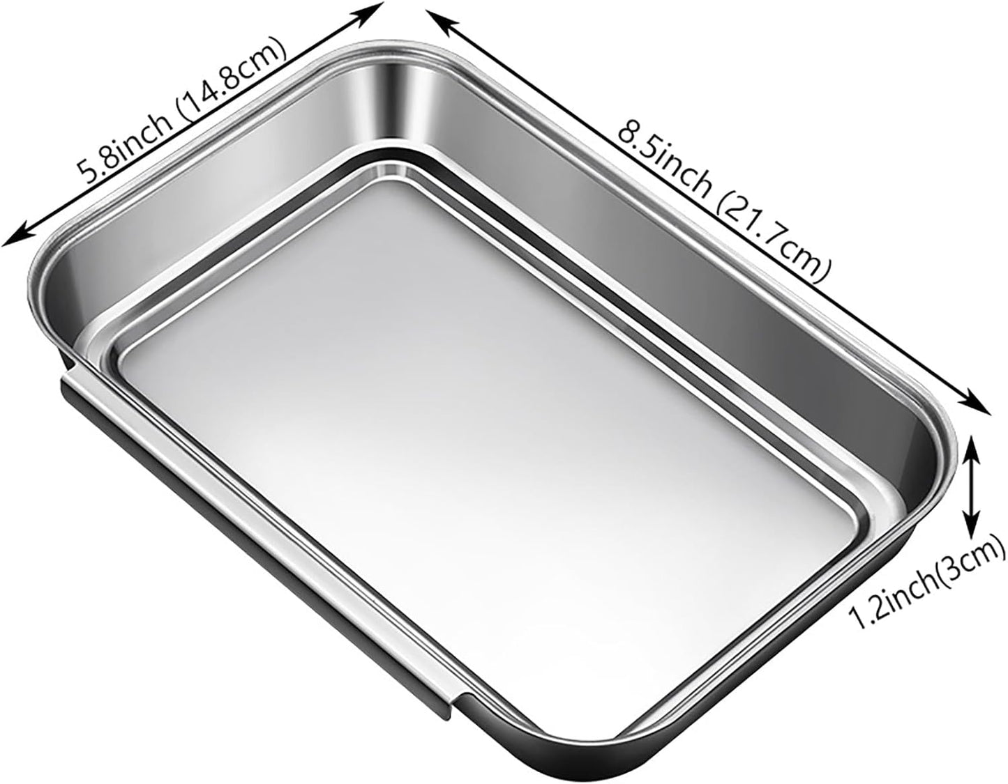 3Pcs Stainless Steel Breading Trays Set, Breading Dishes for Chicken Breasts, Marinating Meat and Prepping Meals (10.4" x 7.7" x 1.9")