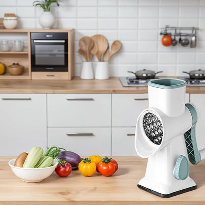 HANSGO Rotary Cheese Grater Hand Crank, Shredder Slicer Grinder, 3 Large Diameter Metal Blades & Cleaning Brush, Non-slip Suction Base, Labor-Saving Handle, Kitchen Gadgets for Cheese, Vegetable, Nuts