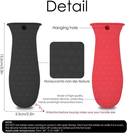 Set of 6 Silicone Hot Handle Holder Non-Slip Heat Resistant Pot Handle Holders Skillet Handle Cover Sleeve for Cast Iron Skillets Frying Pan Griddle Kitchen Cookware Handles