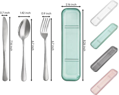 Nicunom 8 Pack Portable Utensils Set with Case, Premium Stainless Steel Travel Silverware Set Reusable Flatware Set Travel cutlerys Fork Spoon Knife for Camping, Lunch, Picnic, School, Workplace
