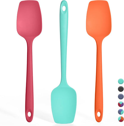 Silicone Spoonula Set, 600ºF Heat Resistant, 3Pcs, Multicolor 3
