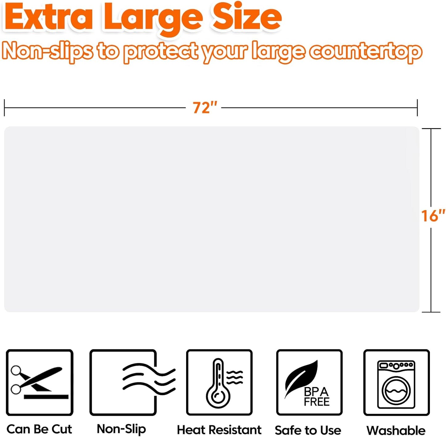 Extra Large Silicone Mat, 84”x24” Heat Resistant Mats for Countertop, Cuttable Waterproof Kitchen Counter Mat, Multipurpose Countertop Protector Mat, Silicone Mats for Kitchen Counter (Translucent)