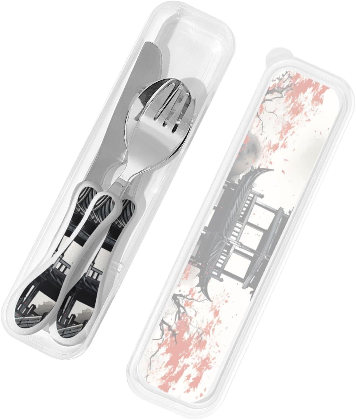 3-Piece Kids Silverware Set With Storage Case, Stainless Steel Reusable Children Safe Knife Spoon Fork Set Blue Active Girl Running Sunset Children Flatware Set For Kids Lunch Box - Colors A