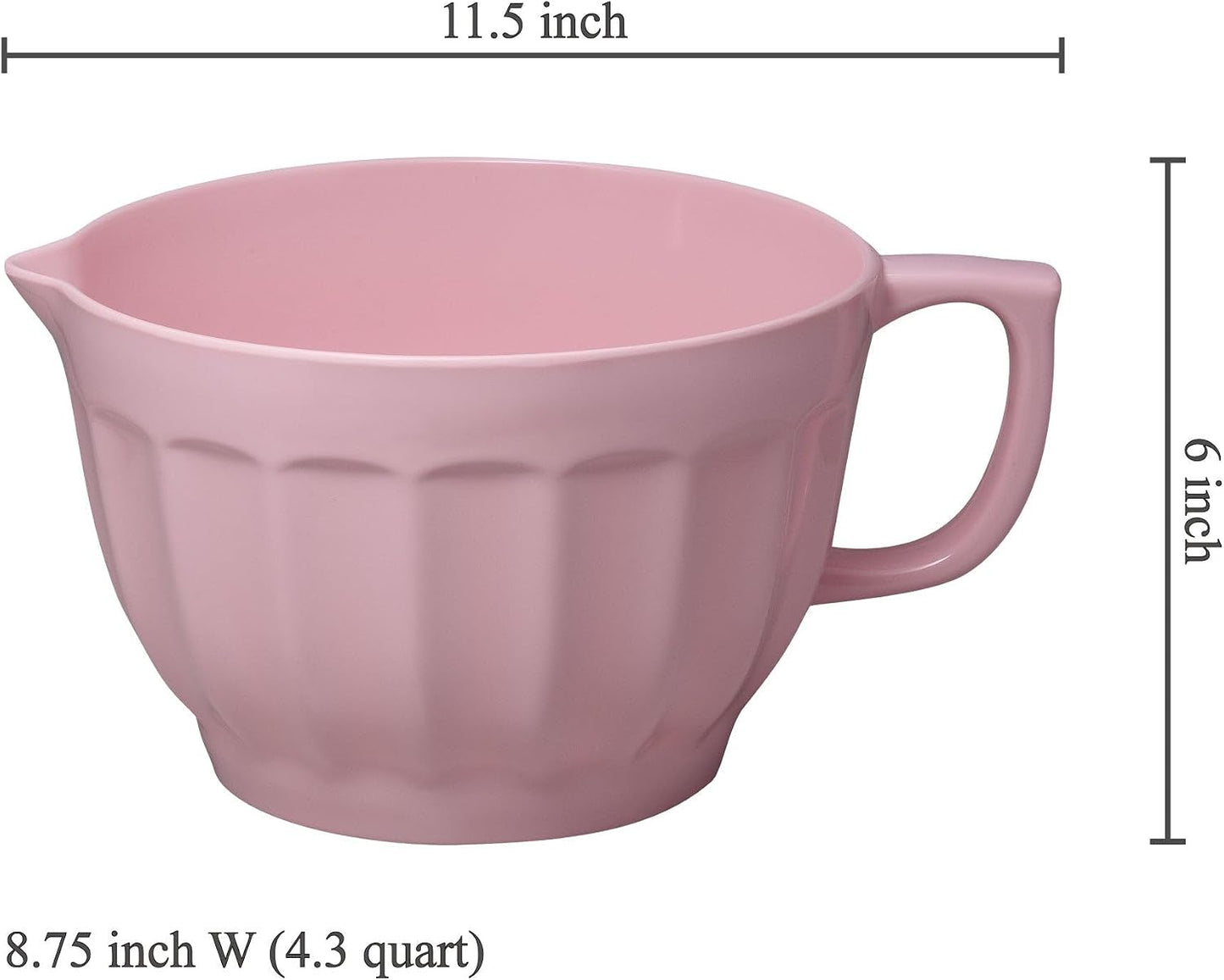UP 4.3 Quart Latte Style Melamine Batter Bowl with Pour Spout and Handle, Professional Mixing Bowl with Non-Slip Base, Ideal for Pancake and Cake Batter, 11.5 x 8.75 Inch, Mint Blue