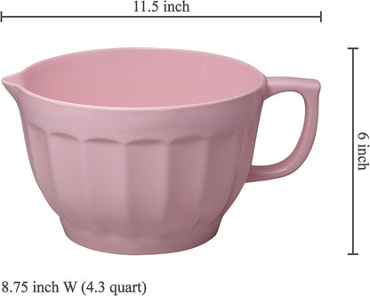 UP 4.3 Quart Latte Style Melamine Batter Bowl with Pour Spout and Handle, Professional Mixing Bowl with Non-Slip Base, Ideal for Pancake and Cake Batter, 11.5 x 8.75 Inch, Mint Blue