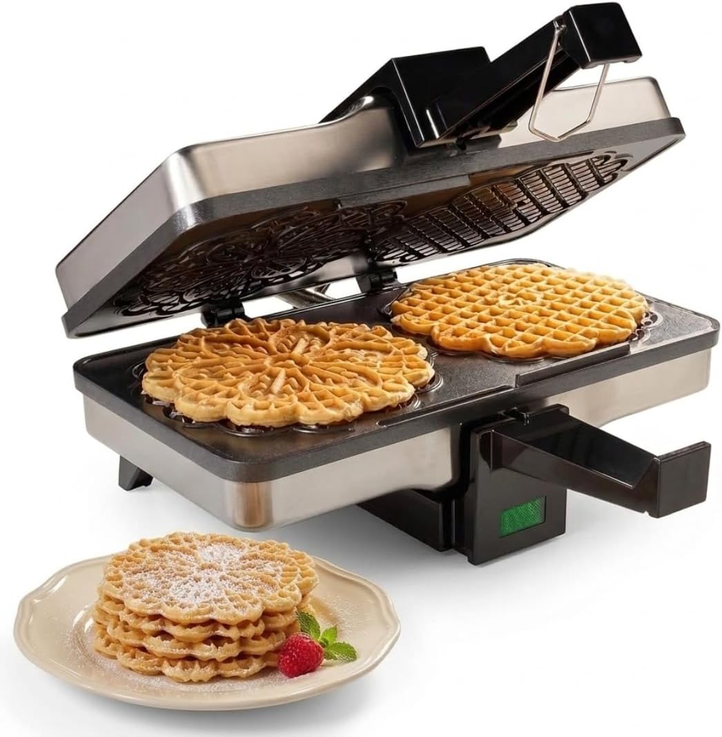 CucinaPro Pizzelle Maker, Non-Stick Electric Baker, Make Two 5-Inch Cookies