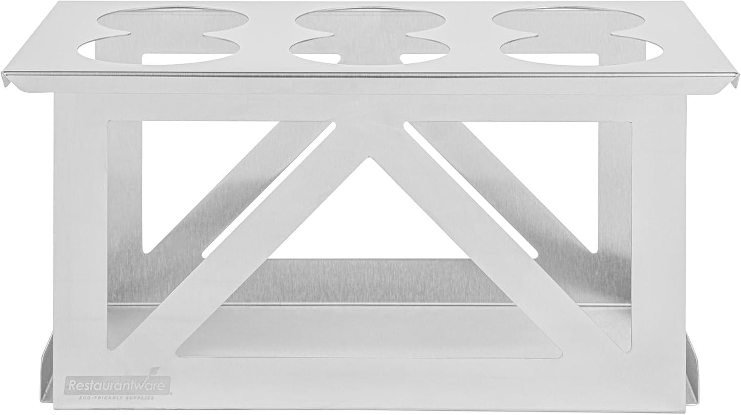 Restaurantware Stainless Steel Bottle Organizer - 1 Count - 6.299 x 7.087 x 0.394 Inches - Dishwasher-Friendly Condiment Holder - Kitchen Bottle Rack - Space-Saving Design - Silver