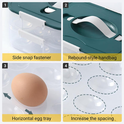 Deviled Egg Containers with Lid 54 Slots Clear Plastic Deviled Egg Tray Carrier Platter with Handle & Snap Lock Stackable Reusable for Fridge, Holder for Fridge