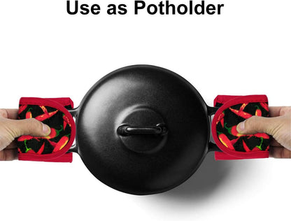 Evoio Cast Iron Skillet Pot Pan Hot Handle Holder Covers (2-Pack Black)