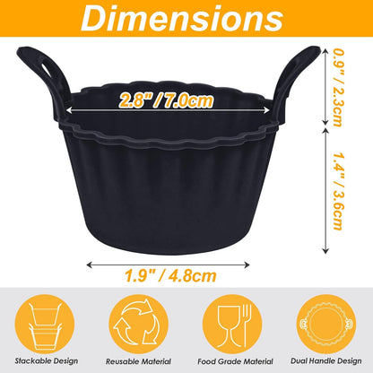 Koluti Nonstick Silicone Muffin Baking Cups Pack of 12, Reusable Cupcake Molds with Double Handle, BPA Free, Mini Round Air Fryer Cupcakes Liner, 3 Colors