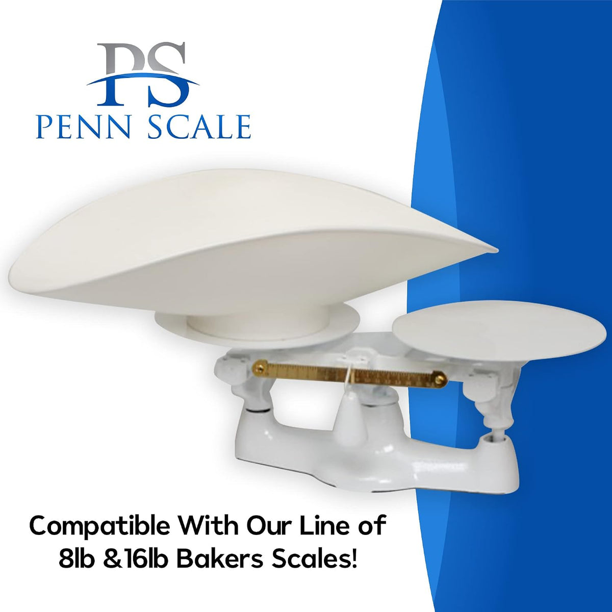 Penn Scale USA-Made Plastic Footed Bakers Scale Scoop for Weighing (11" x 21" x 6") - White Footed Scoop Made With Food Safe Plastic
