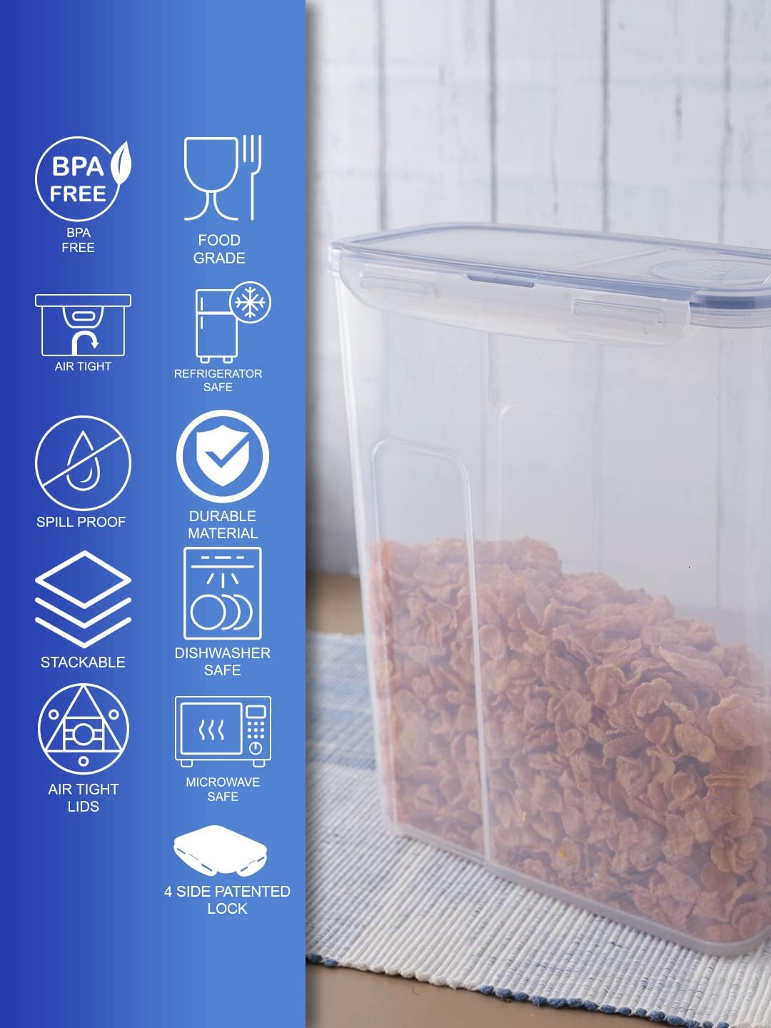 LOCK & LOCK LocknLock Easy Essentials Food Storage with Flip Lid/Airtight container, BPA Free, 10.1-Cup, Clear