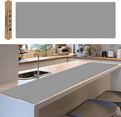 Super Large Silicone Mat, 120"x24" Silicone Mats for Kitchen Counter, Non-slip Heat Resistant Mat,Thicken Kitchen Counter Mat, Waterproof Countertop Protector for Craft (Black)
