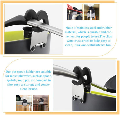 4pcs Stainless Steel Spoon Holder Clip for Pot,
