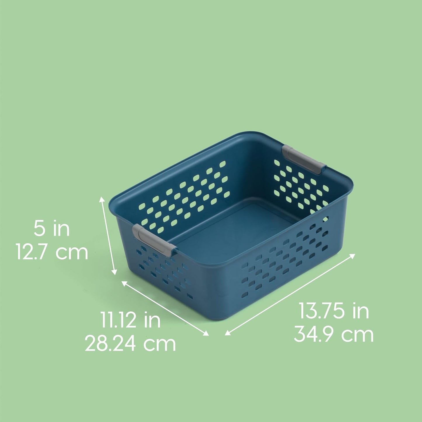 IRIS USA Plastic Storage Baskets, 6-Pack, Made in USA, Shelf Baskets Small Baskets Organizing Bins for Pantry Countertops Closet Shelves Laundry Room Office, Multi-Purpose, Nestable, Easy Carry, Black