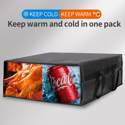Bodaon Insulated Food Delivery Bag, XXXL Pizza Delivery Bags for Hot and Cold Food, Commercial, Large Capacity Reusable Warming Bag, Catering Cooler Bag for Rideshare, Warmers for Parties (Black, 1Pk)