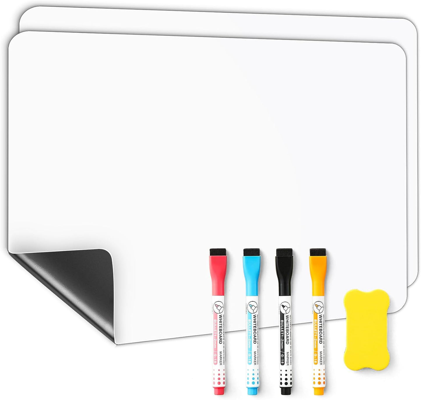 2 PCS Magnetic Dry Erase Whiteboard for Fridge, 14"x11" Reuasble & Erasable White Board Sheet for Refrigerator, Freezer - Smooth & Flexible Magnet Blank Notepad for Home, Kitchen Organizer and Planner