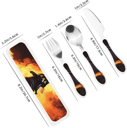 3-Piece Kids Silverware Set With Storage Case, Stainless Steel Reusable Children Safe Knife Spoon Fork Set Shih Tzu Dog Children Flatware Set For Kids Lunch Box