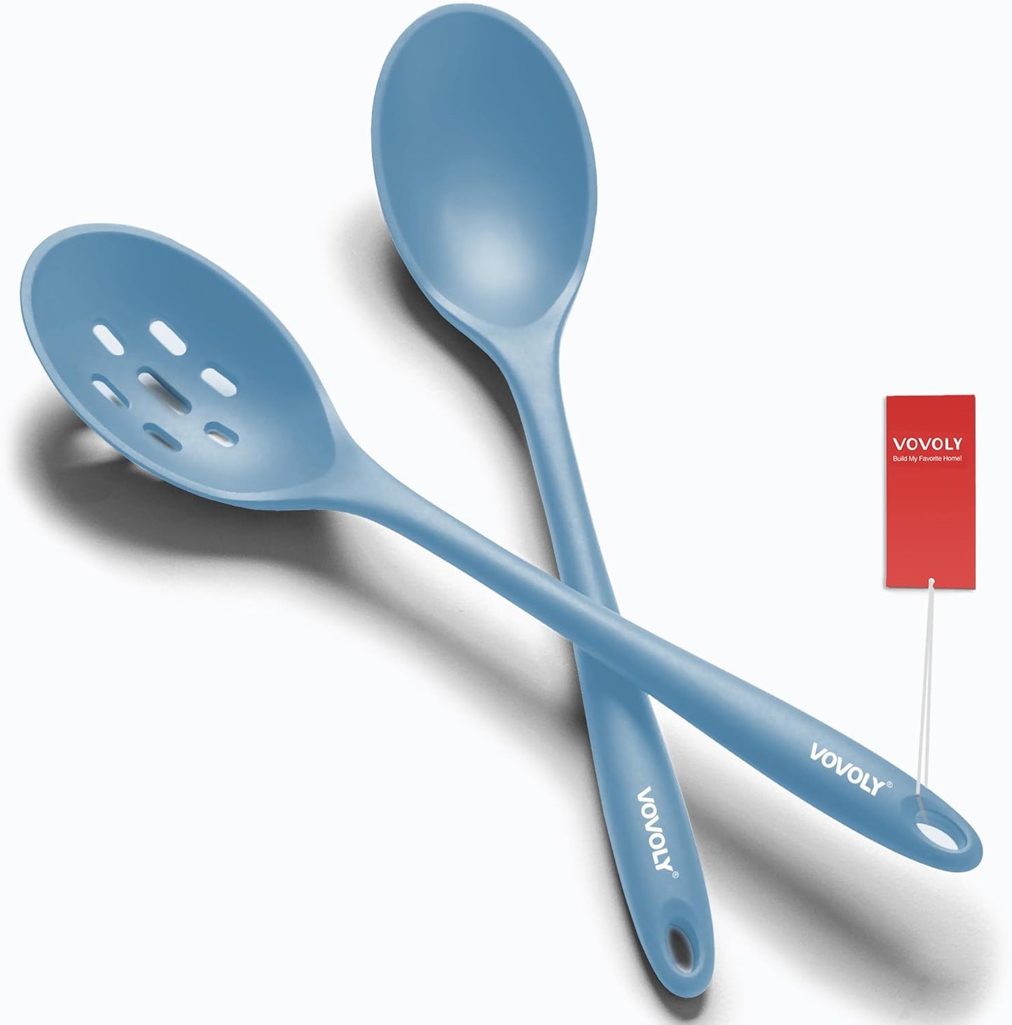 Silicone Spoons for Cooking - Extra Large Kitchen Spoons for Mixing, Serving, & Stirring - 600°F Heat-Resistant Non Stick Utensils Ladle & Skimmer- Dishwasher Safe, Black