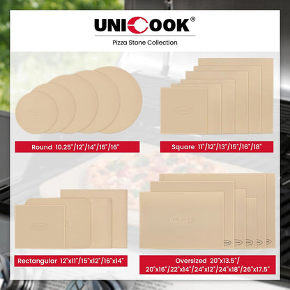 Unicook Pizza Stone for Oven Grill, 12" x 11" Rectangular Cordierite Stone