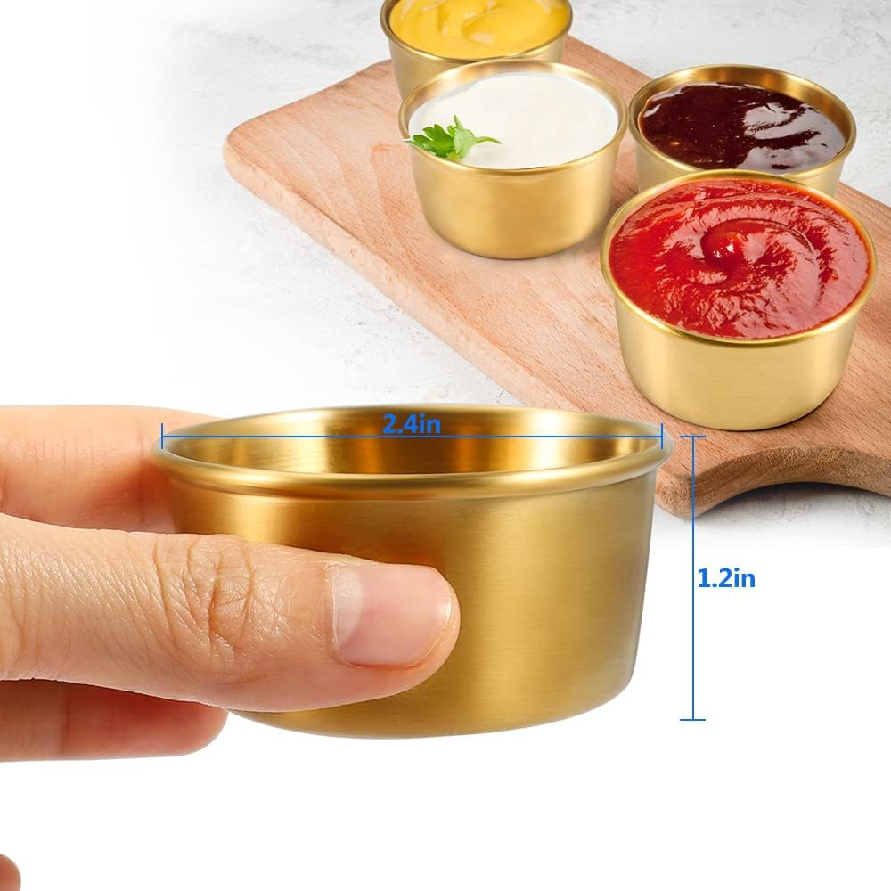Ramekin Sauce Dipping Bowl Mini Sauce Cups Pudding Condiment Cups for Home Party Stainless Steel (Sliver 12 Pack 50ml)