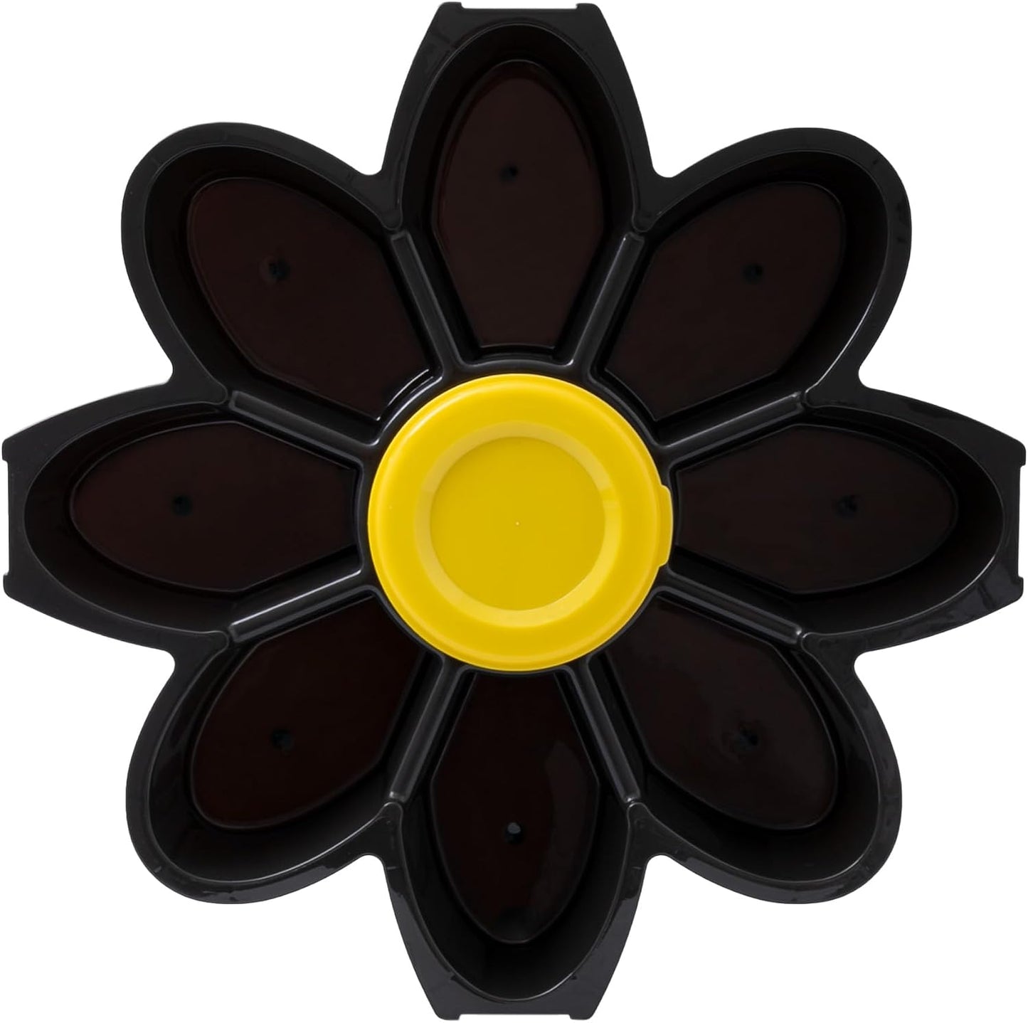 KOLORAE Flower Snack Serving Tray - 9 Compartment Party Platter with Dressing Cup for Chips and Dip, Fruits and Veggies - Game Day & Summer Entertaining Tray