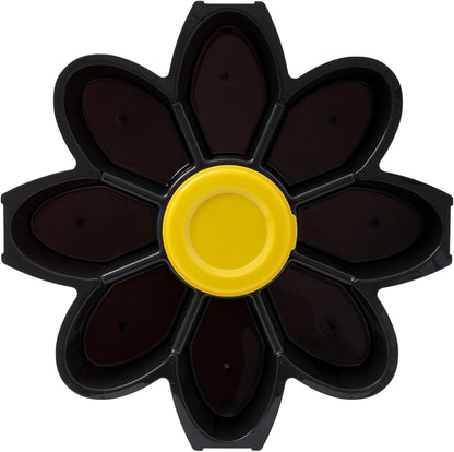 KOLORAE Flower Snack Serving Tray - 9 Compartment Party Platter with Dressing Cup for Chips and Dip, Fruits and Veggies - Game Day & Summer Entertaining Tray