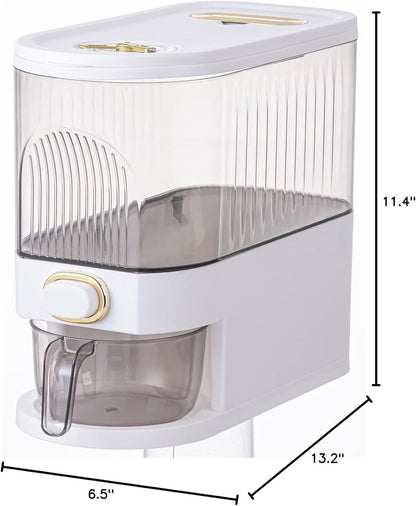Sooyee Clear Rice Dispenser 11Lb with Measuring Cup | Cereal Dispenser, Food Storage Container, Measuring Cup Included, Kitchen Pantry Rice Soybean Corn cereal grain
